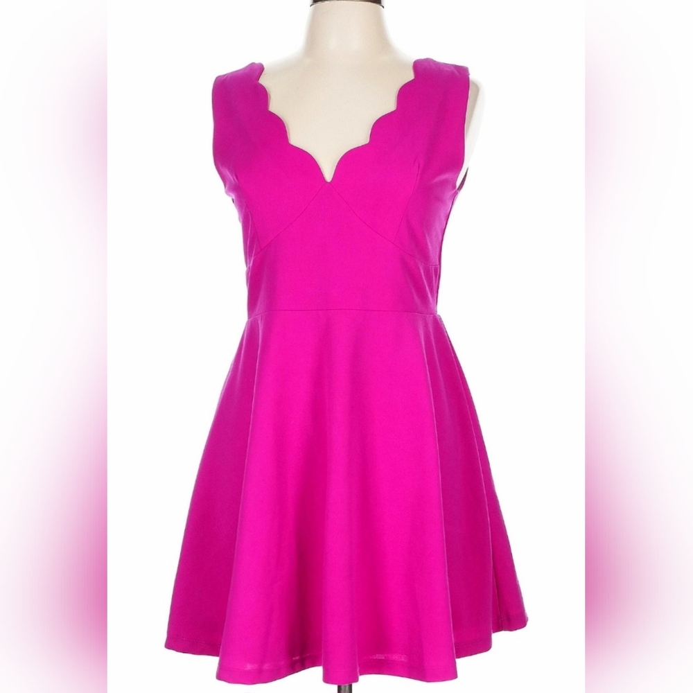 Lulus HTF Fuchsia Pink/Magenta Fit & Flare Formal Wedding Guest Dress SizeL NWOT